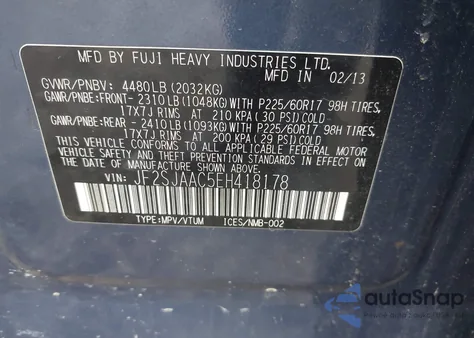 2014 Subaru Forester 2.5I из США, поврежденный, VIN JF2SJAAC5EH418178